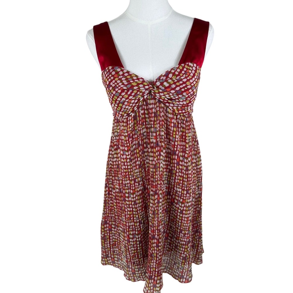 VTG Y2K Maria Bonita Babydoll Dress Women M Red Polka Dot‎ Pleated Empire Waist